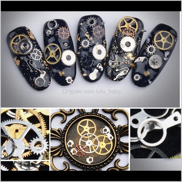 

diy art nail art decorations sticker beautiful time gear wheel steampunk wind machine nail art decoration alloy patch eqluj p5hqe, Silver;gold