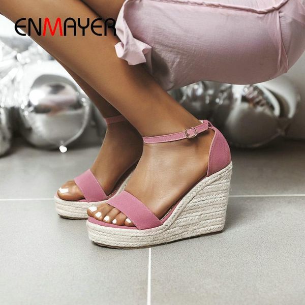 

buckle strap flock womens shoes fashion platform sandals women casual covered wedges heels open toe 34-43, Black