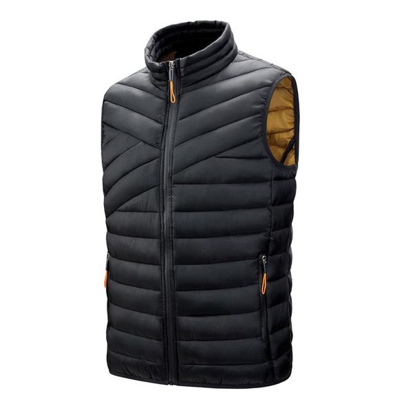 

men's vests autumn jackets warm windbreaker sleeveless turtleneck vest zip cardigan high collar with pocket waistcoat, Black;white