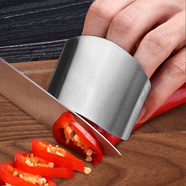 Utensile per la protezione delle dita tagliate con coltello singolo/doppio Protezione per le mani in acciaio inossidabile Utensili da cucina multifunzione JY0017