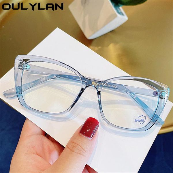 

fashion sunglasses frames oulylan blue light blocking eyeglasses women cat eye glasses frame optical myopia spectacle decorative, Black