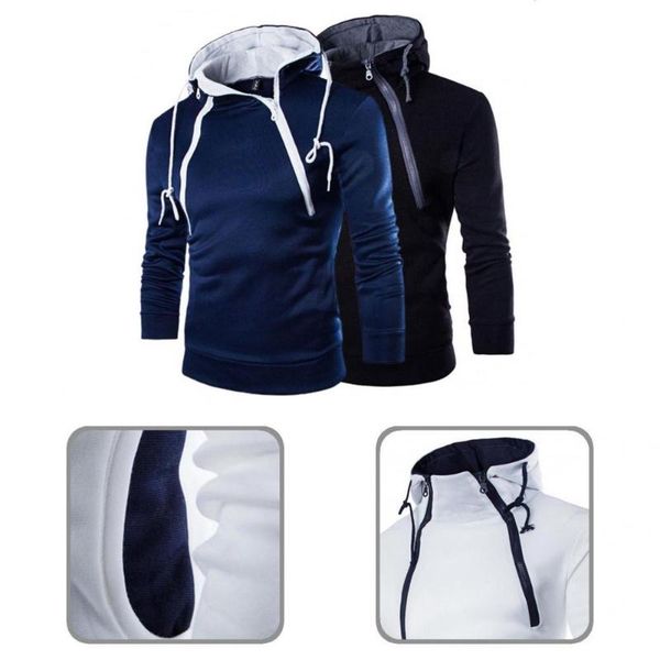 

men's sweaters quick dry terrific long sleeve slim pullover autumn hoodie all match contrast colors for home, White;black
