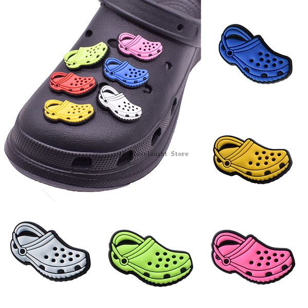 Commercio all'ingrosso Mini Zoccolo Gomma morbida Pvc Croc Scarpa Fascino Parti Accessori Decorazione Fibbia per cinturino da polso Zoccolo