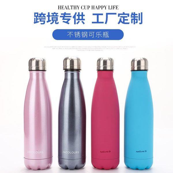 

water bottles coke bottle style double layer vacuum stainless steel cup outdoor sports travel glass pot daily use the
