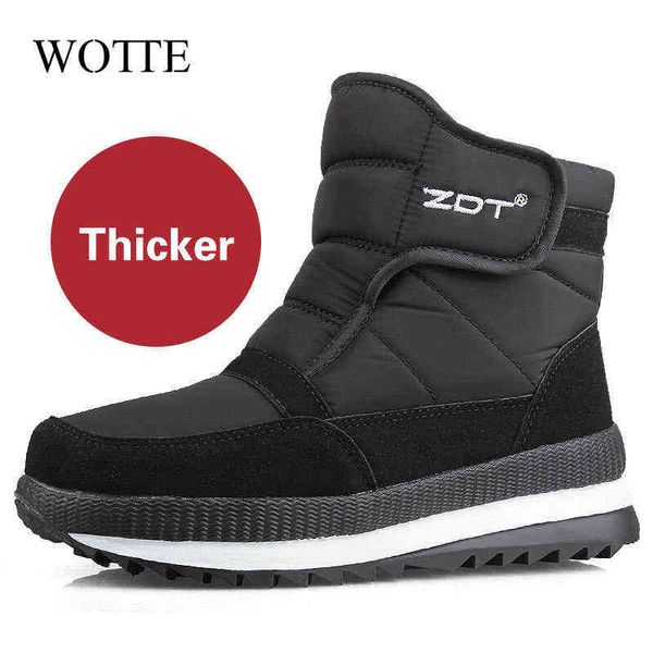 

men boots winter shoes men ankle boots waterproof non-slip warm fur flat men snow boots big size 36-47 211216, Black