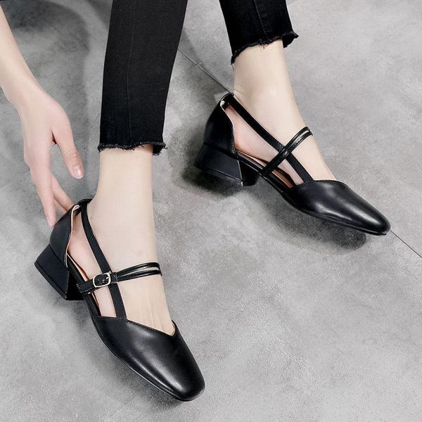 

dress shoes agodor 2021 square toe low heel women pumps casual synthetic elegant outdoor buckle ladies size 34-43, Black