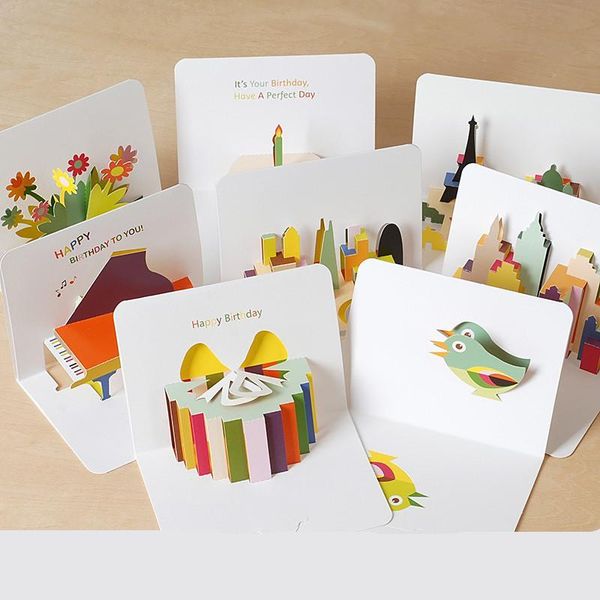 

greeting cards 3d -up birthday card thank-you girl kids wife husband gift cake postcards gifts