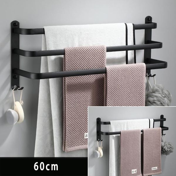 

towel racks 60cm rack hanger rail wall mounted bathroom space aluminum black bar matte holder