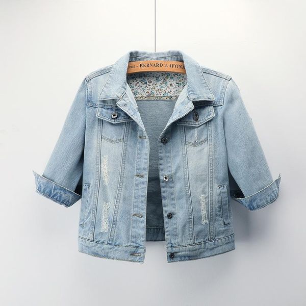 

three-quarter sleeve denim jacket slim-fit washed casual plus size women's coat shawl spring and autumn korean short jackets, Black;brown