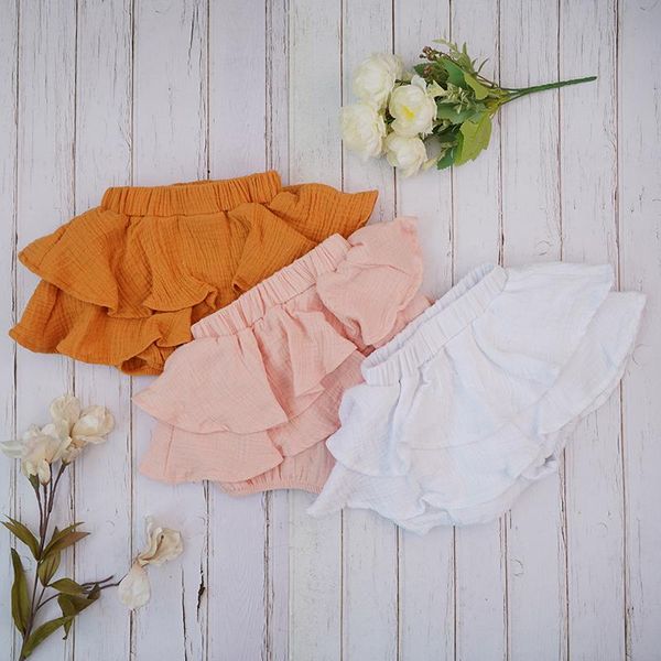 

cotton baby girl shorts skirt double guaze ruffle bloomers diaper cover born toddler cake bermuda bummies spodenki, Black