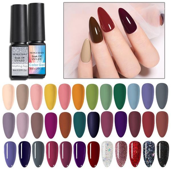 

dairy 8ml uv gel nail polish color matte coat art varnish soak off polish1, Red;pink