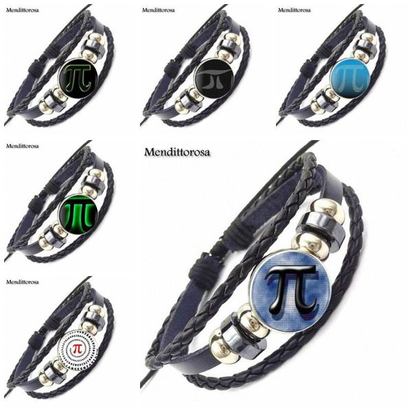 

charm bracelets ej glaze for gift pi maths fashion ladies black leather bracelet bangle jewelry glass cabochon, Golden;silver