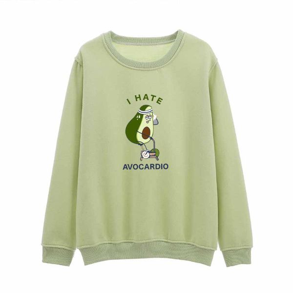 

women's hoodies & sweatshirts korean cartoon avocado funny letter printed graphic sweatshirt harajuku cute women casual cotton warm ove, Black