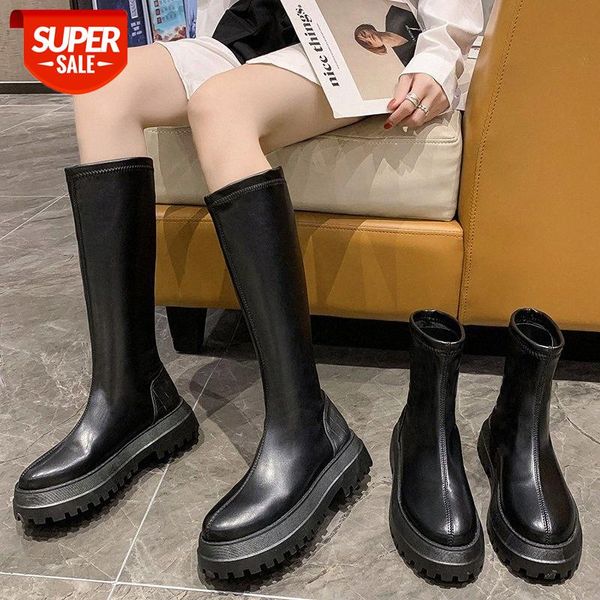 

thick bottom gothic autumn thin boots elastic punk short women's small long knight #le40, Black