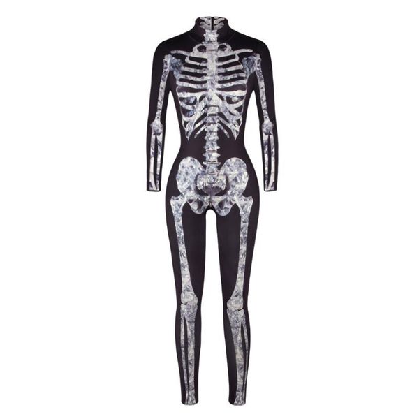 

women's jumpsuits & rompers festival multifunction masquerade slim fit costume ball digital print halloween party women jumpsuit bar co, Black;white