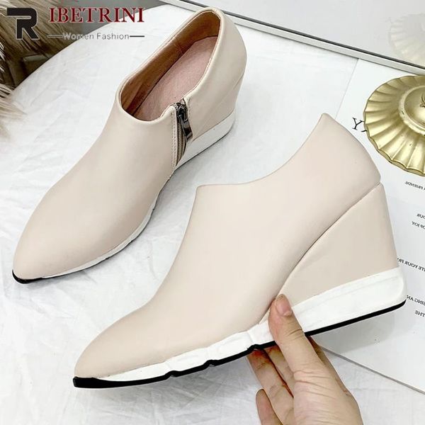 

dress shoes ribetrini office female spring woman pointed toe zipper wedges pumps women solid consise casual outdoor, Black