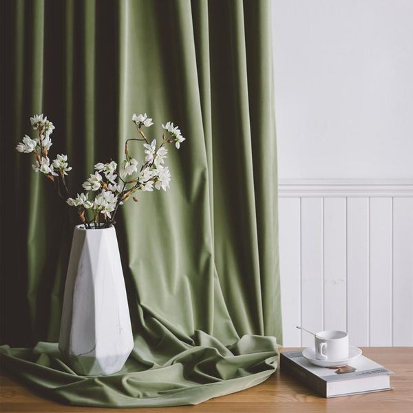 

curtain & drapes nordic luxury velvet olive green window solid color semi shade curtains for bedroom and living room
