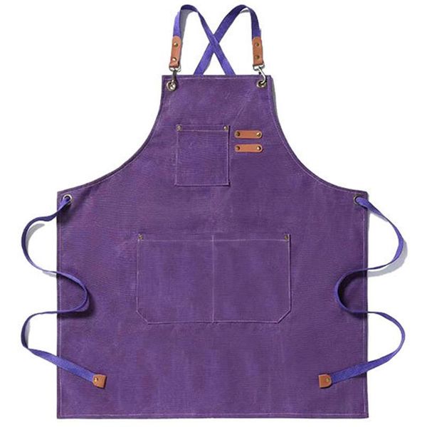 

aprons canvas kitchen apron for men women chef cooking cross back 3 pockets