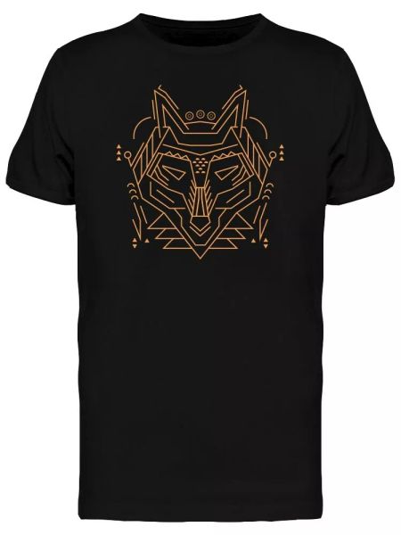 

geometric wolf linear head men's tee -image by shutterstock, White;black