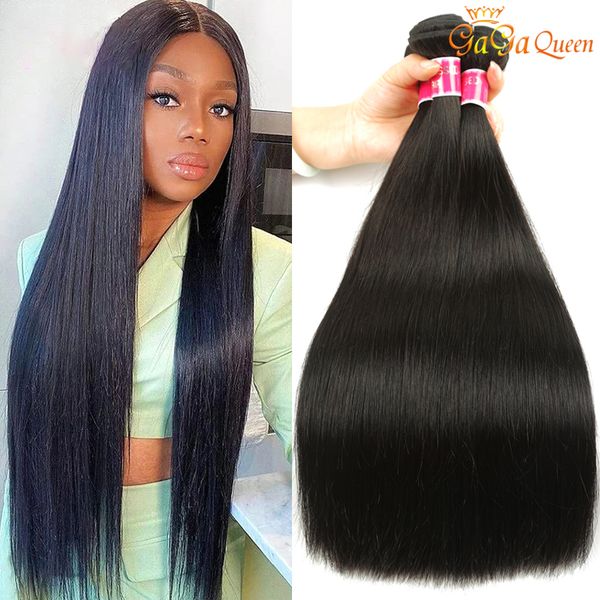 

brazilian virgin hair straight 4 bundles human hair extensions gaga queen 9a brazilian straight human hair weaves dyeable natural color, Black