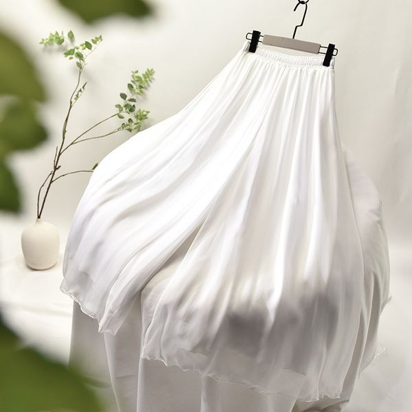 

jean Summer Chiffon Top Wide Leg Oversized Women White Pants Female Trousers, Blue