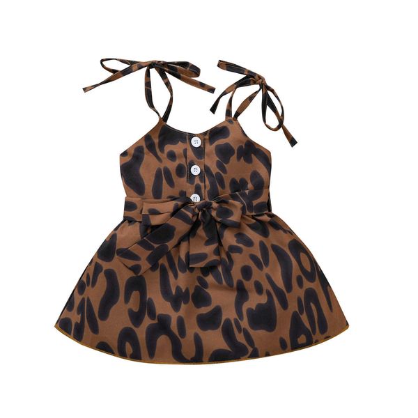 Çiçek Leopar Baskı Bebek Kız Elbise Sevimli Yürüyor Çiçek Prenses Kolsuz Bebek Elbise Sundress Yaz Elbise Giysileri 9M-4Y Q0716