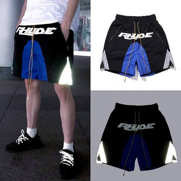 

short high-quality 1:1 superior core embroidered pocket men tall street hip rhude shorts, White;black