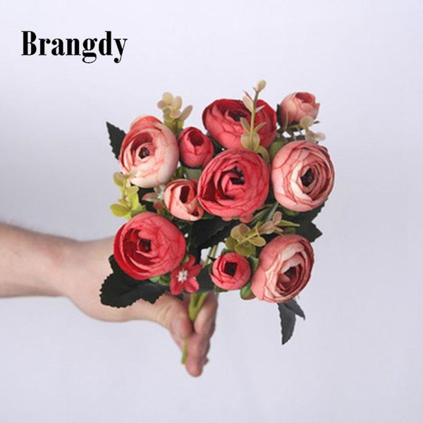 

decorative flowers & wreaths 5 heads silk roses bouquet diy christmas garlands vases for home wedding decoration accessories artificial plas