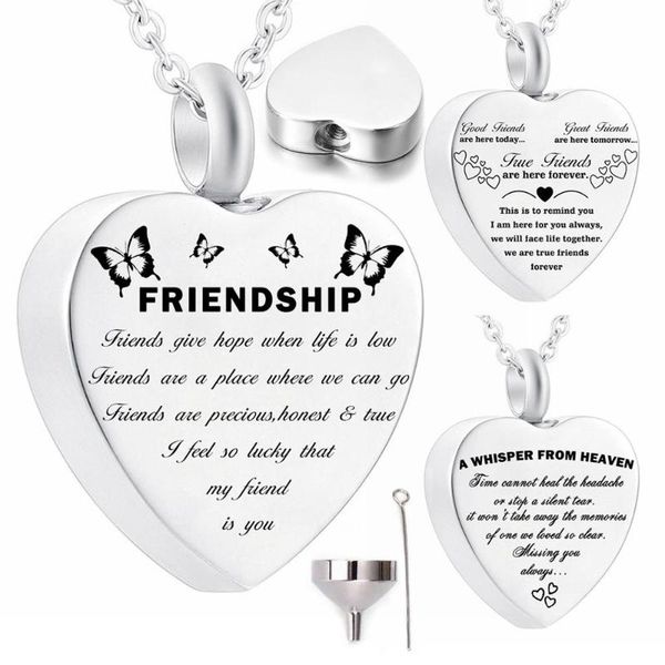 

pendant necklaces cremation jewelry for ashes memorial keepsake urn necklace friendship with fill kit and gift velvet bag, Silver