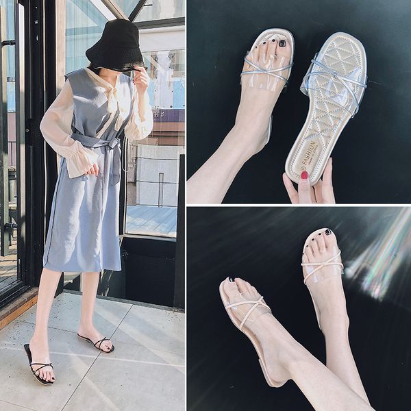 

net red slippers women's wear new korean versatile fashion women's flip flops, Black