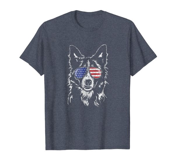 

funny proud border collie patriotic t- shirt dog tee gift, White;black