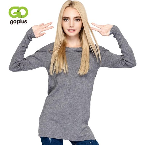 

women's sweaters goplus spring solid hooded knitted sweater women long sleeve basic pullovers lady 2021 fashion casual loose style fem, White;black