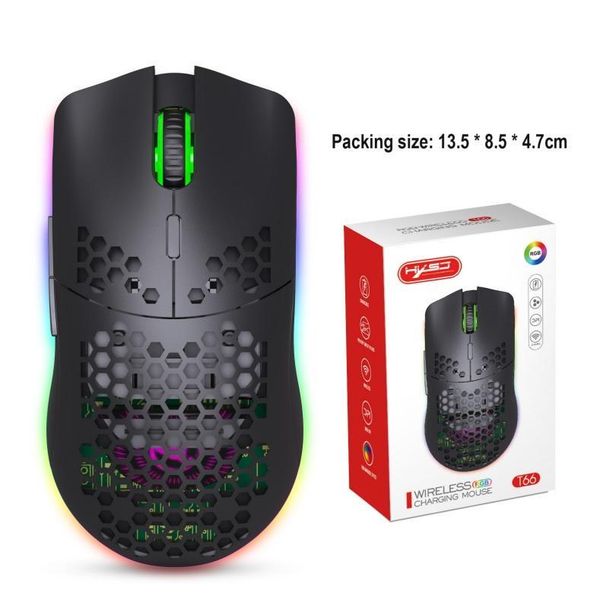 

750mah 2.4g wireless computer mouse rechargeable rgb hole gaming mice