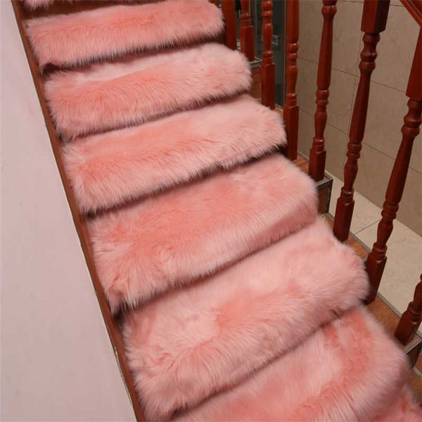 

soft stairs carpet long plush faux wool rug non slip rectangle stair tread mats step protection cover carpets