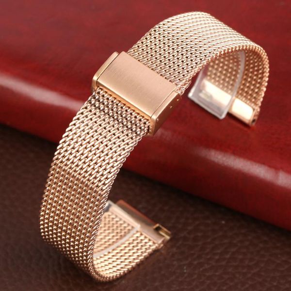

watch bands 18/20/22mm replacement stainless steel mesh band elegant colorful watches strap wristwatches men women gifts, Black;brown
