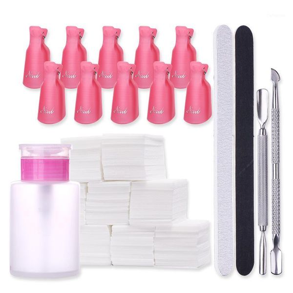 

1000pcs wrap 10pcs cap clip tool for fingers cotton soak off uv gel nail clean tools polish remover kits1