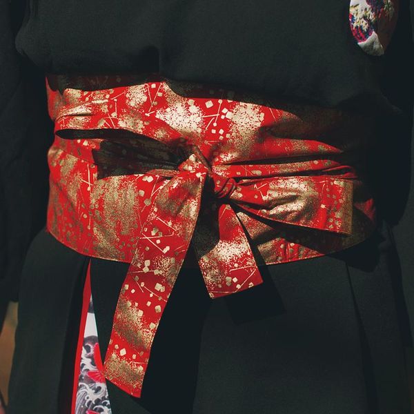 

belts japanese style and gorgeous wild flower spike gold waistband belt red fashion, Black;brown