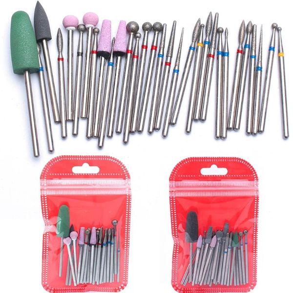 

nail art equipment 30pc/set diamond drill bit set electric tools metal bits files milling cutter for manicure accessories salon, Silver