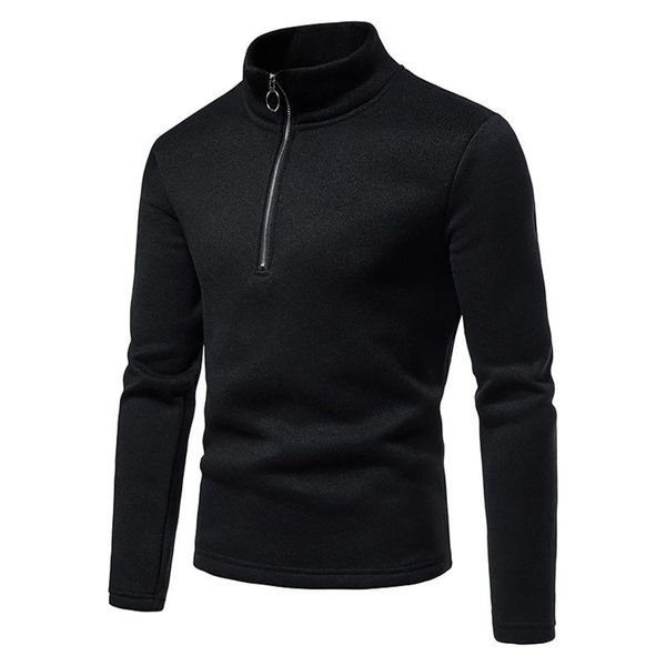 

men's sweaters autumn winter sweater pullovers casual turtleneck long sleeve solid color with zipper pull homme, White;black