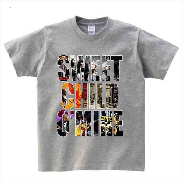 

3t~9t kids boy girl famous rock band guns n roses print t shirts children music tee baby shirt nn, Blue