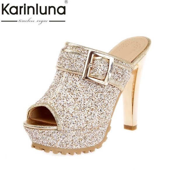 

dress shoes karin fashion brand women super high heels slip on peep toe platform party wedding mules pumps woman, Black