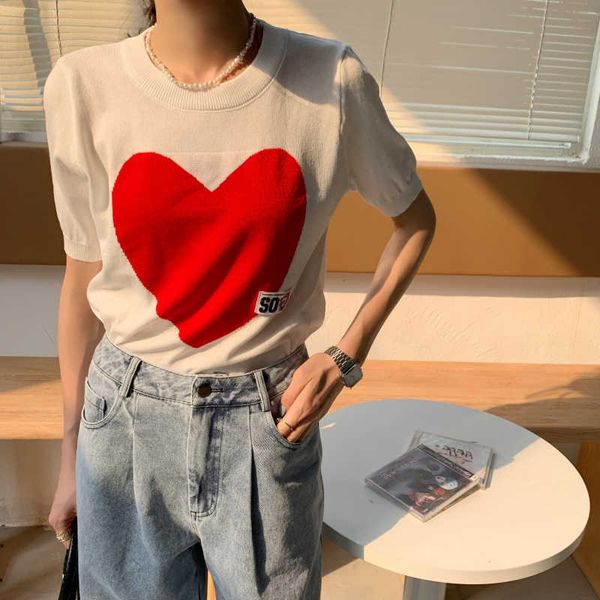 

women love star cartoon print casual t-shirts short sleeve o-neck tee summer female 100% cotton knit harajuku 210527, White