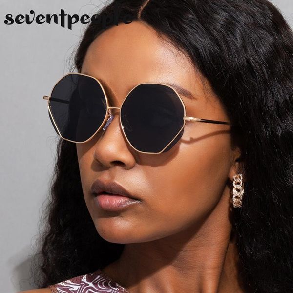 

sunglasses fashion round women 2021 designer trendy polygon sun glasses for men classic metal frame shades eyewear, White;black
