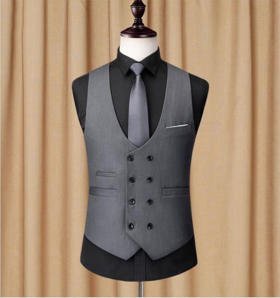 

men's vests business suits vest men double breasted blazer waistcoat mens dress vext boys fashion slim grey suit plus size xxxxxl, Black;white