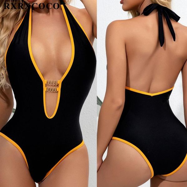 

one piece swimsuit bandage swimwear swimming suit solid female bathing high waist bodysuits women one-piece suits