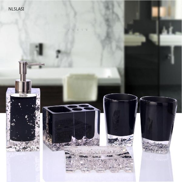 

bath accessory set 5 pcs/ european resin bathroom soap dispenser mouthwash cup toothbrush holder household washing tools