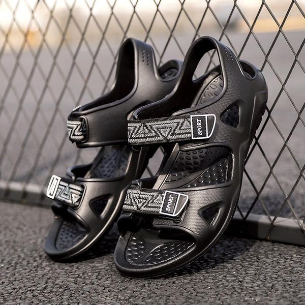 

sandals 2021 fashion summer men waterproof beach light shoes male slippers, Black