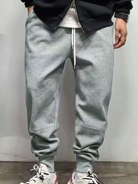

men drawstring waist solid sweatpants 55ft#, Black