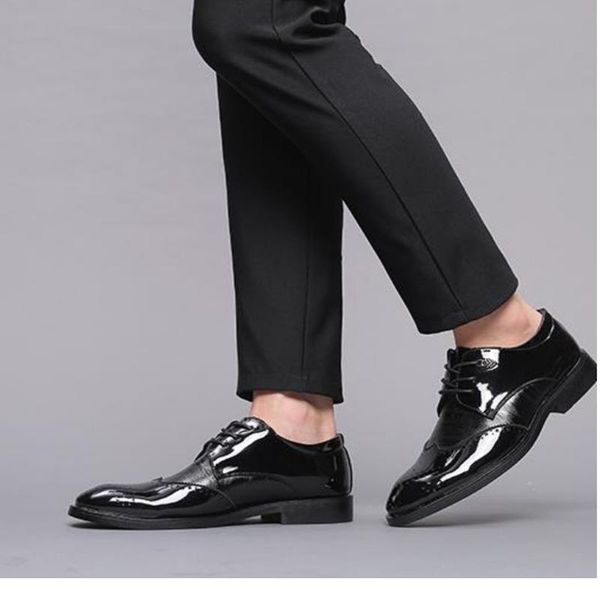 

dress shoes 2021 business luxury men breathable pu leather rubber formal male office party wedding, Black