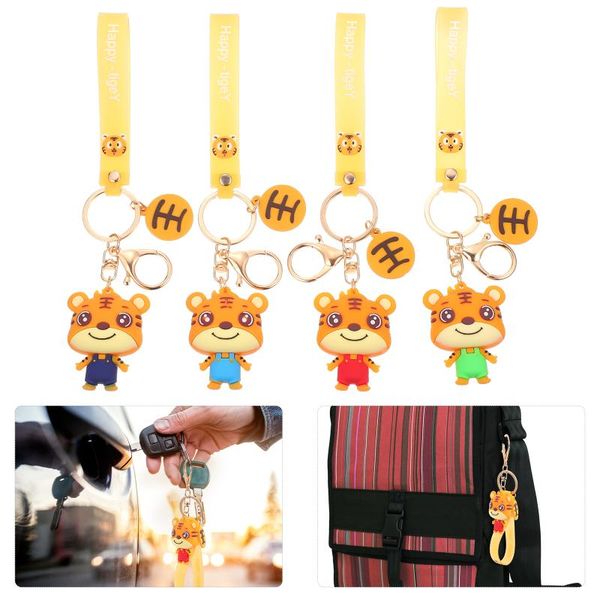

keychains 4pcs adorable small tiger keychain decor funny year bag hanging, Silver
